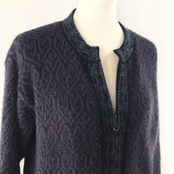 Alpaca Nature Purple Alpaca Wool Fully Lined Front Zip Sweater Jacket Size L - Picture 7 of 16